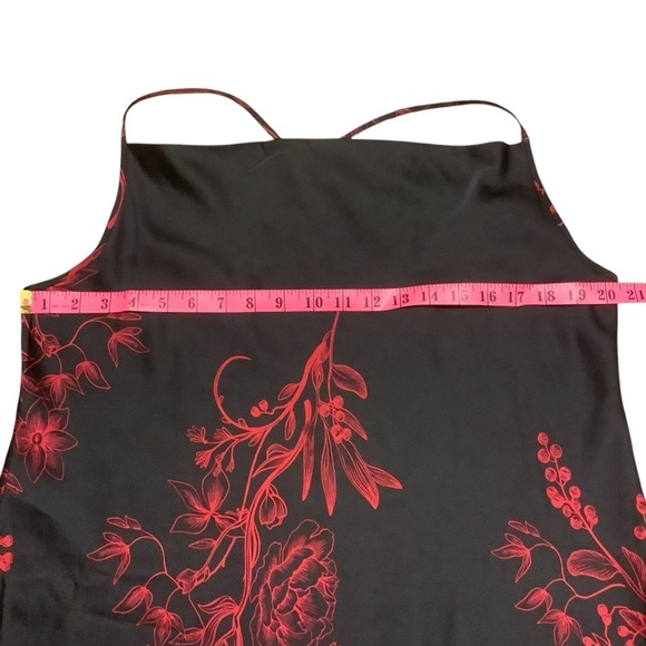 LA VIE EN ROSE BLACK WITH RED FLORAL PRINT/ COWL NECK/ MAXI SLIP DRESS/ Size XL - Picture 7 of 10